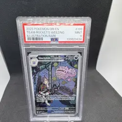 Pokemon Team Rocket's Weezing Illustration Rare Holo Sv10 199/182 PSA 9 2025 - Image 1