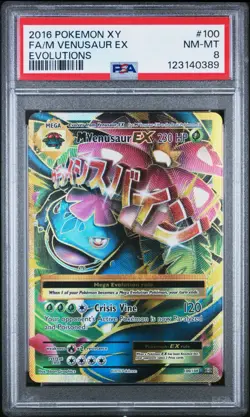 Pokemon TCG M Venusaur EX 2016 XY Evolutions Full Art 100/108 PSA 8 - Image 1