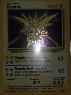 Pokemon TCG Zapdos Holo 16/102 Base Set - Image 1