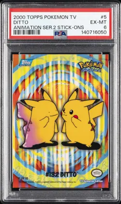 2000 TOPPS POKEMON TV ANIMATION SER 2 STICK-ONS #5 DITTO PSA 6 - Image 1