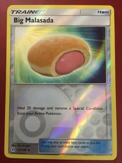 POKEMON BIG MALASADA 114/149 SUN & MOON BASE SET UNCOMMON REVERSE HOLO NM - Image 1