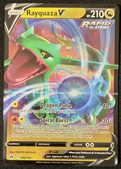 Rayquaza V 100/159 Crown Zenith Ultra Rare Holo Pokemon TCG Card NM - Image 1