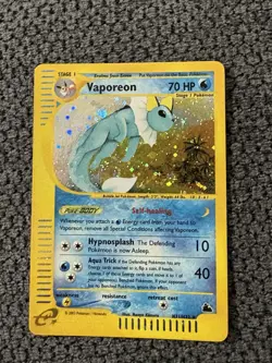 Pokemon TCG Vaporeon H31/H32 Skyridge Holo Rare LP E Reader Vintage 2003 - Image 1