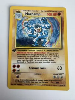 1999 Pokemon Machamp 8/102 Base Set 1st Ed Holo Shadowless - Image 1