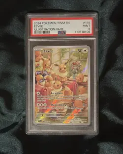 2024 POKEMON TWM EN-TWILIGHT MASQUERADE ILLUSTRATION RARE #188 EEVEE PSA 9 - Image 1