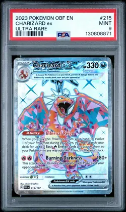 2023 POKEMON OBF EN-OBSIDIAN FLAMES ULTRA RARE #215 CHARIZARD EX PSA 9 - Image 1