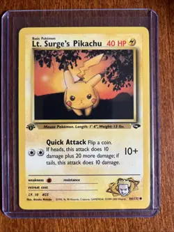 [NM] 2000 Pokemon Gym Challenge Lt. Surge's Pikachu 1st Edition #84/132 - Image 1