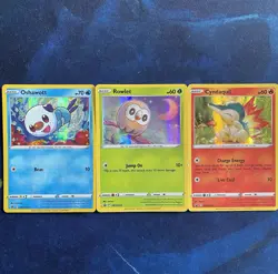 Pokemon TCG Rowlet SWSH220 Cyndaquil SWSH221 Oshawott SWSH222 Cosmos Holo NM - Image 1