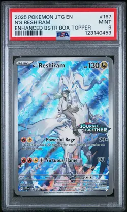 2025 POKEMON JTG EN-JOURNEY TOGETHER #167 N'S RESHIRAM STAMPED PROMO PSA 9 - Image 1