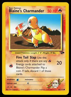 Blaine's Charmander 60/132 Common Gym Challenge Pokemon Card - Image 1