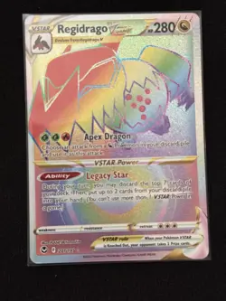 Pokemon TCG Regidrago VSTAR Silver Tempest Rainbow Secret Rare Card 201/195 NM - Image 1
