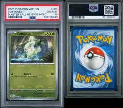 2025 POKEMON WHT EN-WHITE FLARE #004 COTTONEE MASTER BALL REVERSE HOLO PSA 10 - Image 3