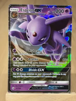 Pokemon TCG Espeon GX 61/149 Sun & Moon Base Set Holo Ultra Rare Card NM - Image 1