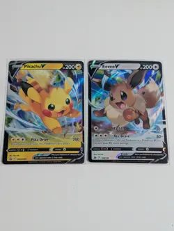 Pikachu V & Eevee V SWSH285 108/159 Ultra Rare Holo Pokemon TCG Crown Zenith NM - Image 1