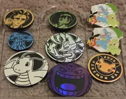 Pokemon Flip Coin lot Dragonite Lucario Gengar plus 2 pins - Image 2