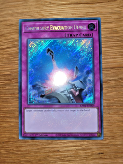 Yugioh Compulsory Evacuation Device RA01-EN069 Secret Rare English 1st Edition - Image 1