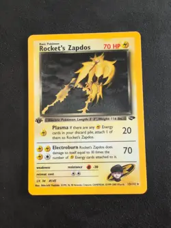 1st Edition Rockets Zapdos Gym Challenge Holo Card 15/132 - Image 1