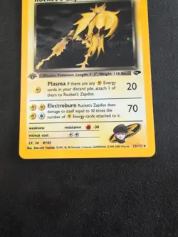 1st Edition Rockets Zapdos Gym Challenge Holo Card 15/132 - Image 3