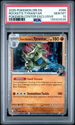 PSA 10 Team Rocket's Tyranitar Pokemon Center Stamped Promo Pokemon Card - Image 1