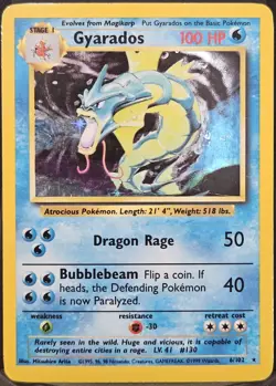 Pokemon Gyarados 100 HP Holo Rare Base Set 6/102 Wizards Card 1999 - Image 1