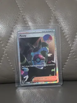 Pokemon TCG Penny Paldean Fates Trainer Holo Card 239/091 Illustration Rare - Image 1