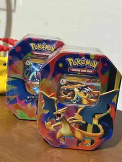 NEW Lot of 2 Pokemon TCG Mega Charizard X + Y ex Tin Bundle IN HAND - Image 4