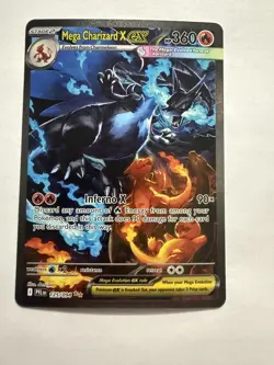 Mega Charizard X EX SIR 125 (English) Phantasmal Flames Pokemon TCG with case. - Image 1
