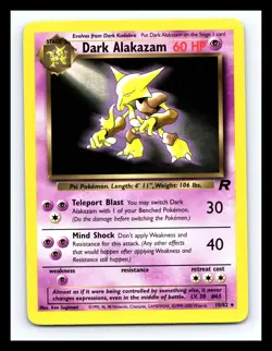 💥 DARK ALAKAZAM Pokemon TCG 2000 Team Rocket Set Non HOLO # 18/82 - Image 1