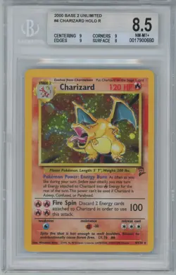 Charizard BGS 8.5 Pokemon 2000 Base 2 Unlimited Holo R #4 - Image 1