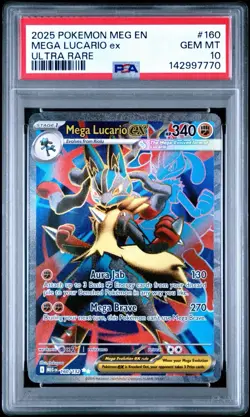 2025 POKEMON MEG EN-MEGA EVOLUTION ULTRA RARE #160 MEGA LUCARIO EX PSA 10 - Image 1