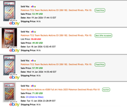 2025 Pokemon Destined Rivals Team Rockets Moltres ex 208 Full Art Holo UR PSA 10 - Image 3