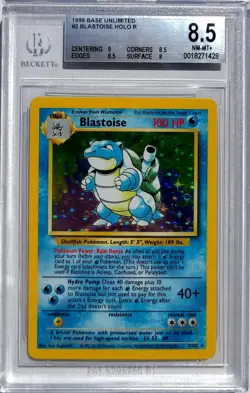 [BGS 8.5] 1999 HOLO BLASTOISE POKEMON BASE SET #2/102 UNLIMITED VINTAGE W/ SUBS - Image 1