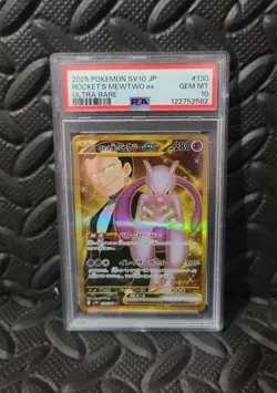 Pokemon PSA 10 Rocket's Mewtwo ex UR 2025 130/098 SV10 Japanese Gold - Image 1
