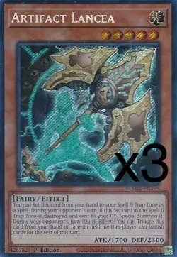 3X Yugioh Artifact Lancea BLMM-EN125 1st Edition Secret Rare NM - Image 1