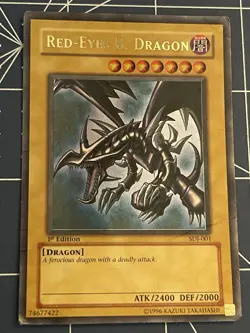 Yu-Gi-Oh Red-Eyes B. Dragon SDJ-001 Ultra Rare 1st Edition HP - Image 1