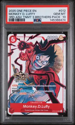 One Piece TCG Monkey D. Luffy 3rd Anniversary 3 Brothers Pack PSA 10 GEM MINT - Image 1