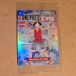 Bandai One Piece CCG Monkey.D.Luffy US Voyage Promo Full Art Holo Card - Image 1