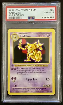 Pokemon 1st Edition Shadowless Base Set Kadabra PSA 8 - Image 1