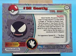 Topps Pokemon Gastly #92 2000 TV Animation Edition Non Holo Blue Logo NM - Image 2