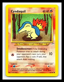 💥 Cyndaquil Pokemon TCG Card Neo Destiny 61/105 Regular WOTC Non Holo - Image 1