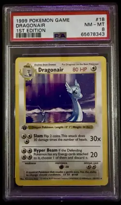Pokemon 1st Edition Shadowless Base Set Dragonair PSA 8 - Image 1