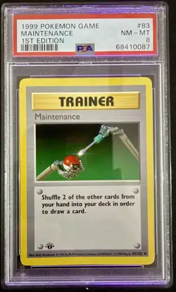 Pokemon 1st Edition Shadowless Base Set Trainer Maintenance PSA 8 - Image 1