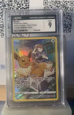⭐ Pokemon TCG Eevee TG11 Brilliant Stars Trainer Gallery Holo CGC Mint 9!! ⭐ - Image 1