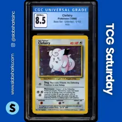1999 POKEMON BASE SET UNLIMITED #5/102 CLEFAIRY HOLO RARE CGC 8.5 - Image 1