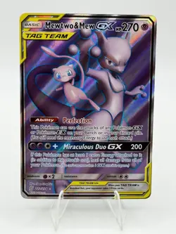 Pokemon TCG Mewtwo & Mew GX TAG TEAM Ultra Rare Full Art Holo 222/236 - Image 1