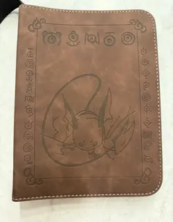 Pokemon Card Binder 4 Pocket 50 Pages Raichu Brown PU Leather - Image 2
