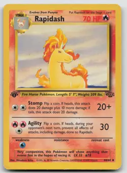 1st Edition Pokemon Card Rapidash Uncommon Jungle 44/64 - Image 1