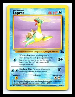 💥 LAPRAS Non Holo Rare # 25/62 | Fossil Set | | Pokemon 1999 TCG Vintage - Image 1
