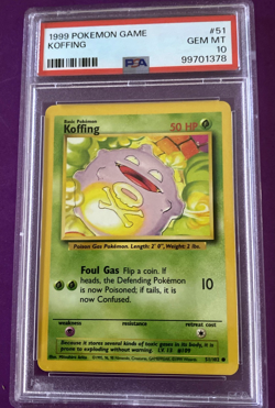 Koffing 51/102 Base Set (Unlimited) Pokemon Card PSA 10 - Image 1