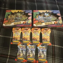 Pokemon TCG Ascended Heroes Deluxe Pin Collection x2 & Surging Sparks Booster x6 - Image 1